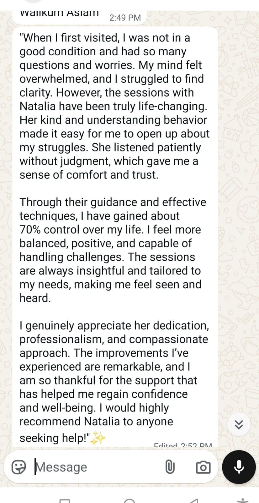 Client review screenshot