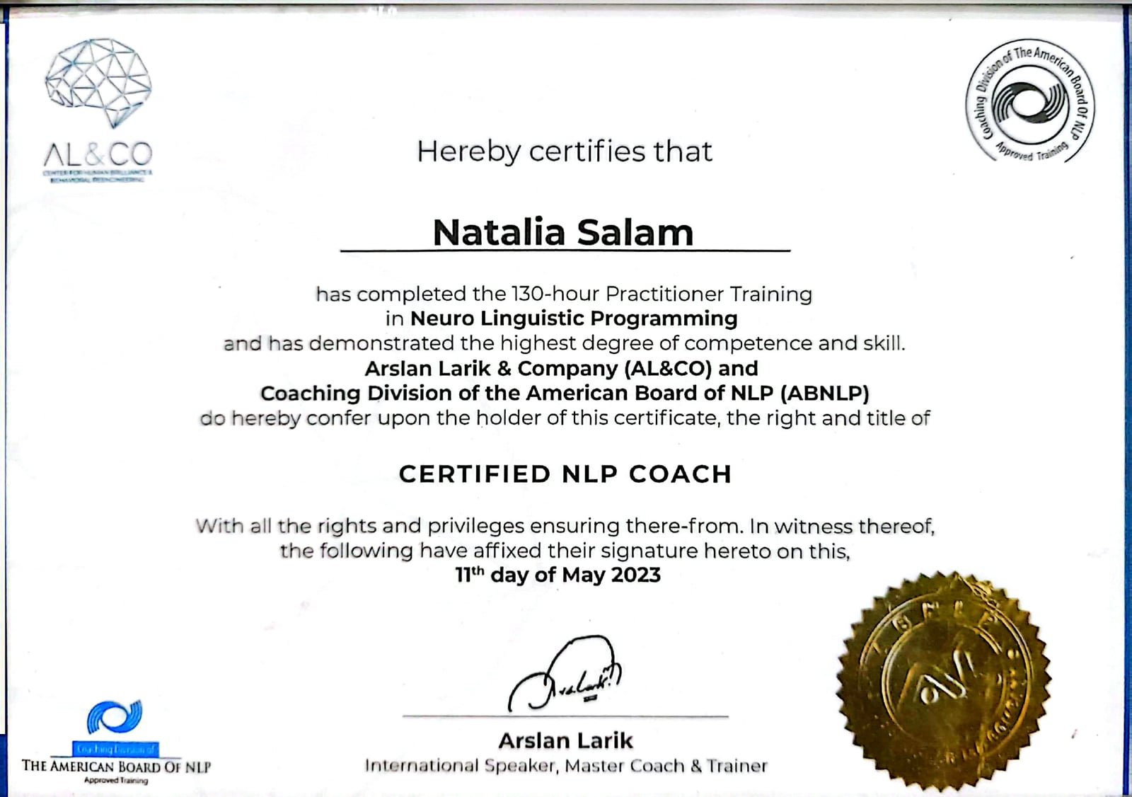 Certified NLP Coach